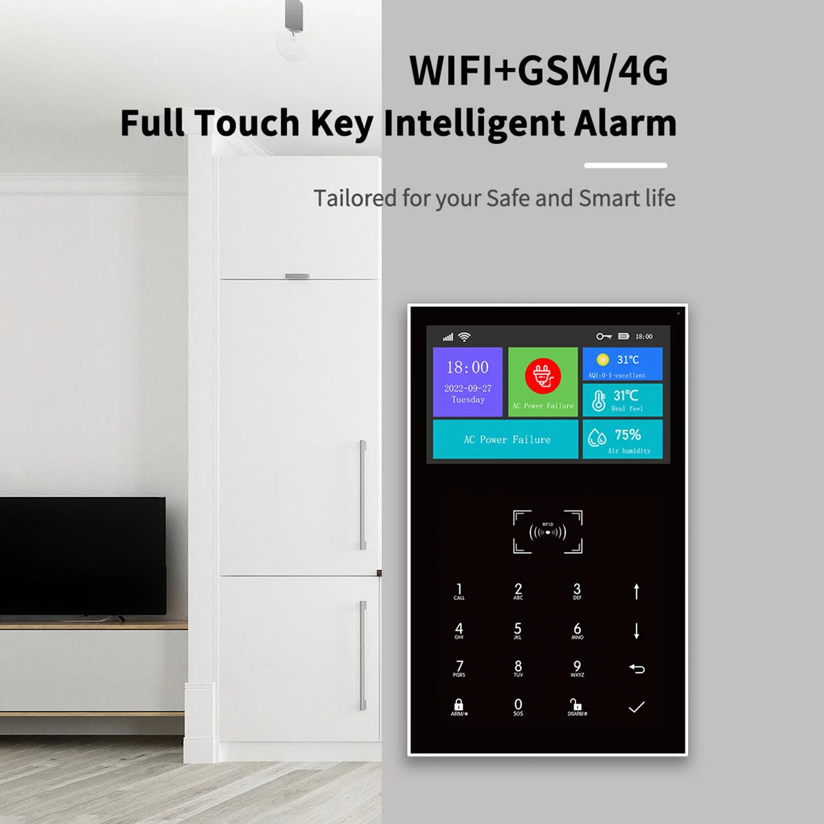 Carevas All Touch USizeB Sizecreen Wireless WIFI GSizeM RFID Burglar Sizeystem Sizemart Home DIY APP Sizemart Life
