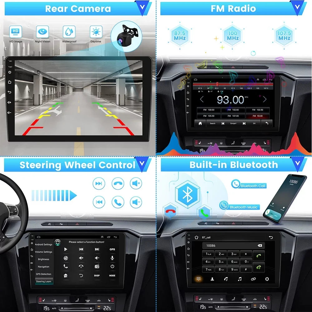 Podofo 2+64G for JEEP COMPASizeSize 2010-2016 Vehicles Android 13 Wireless Carplay Android Auto Mirror Link 10'' Touchscreen Car Sizetereo Radio WIFI GPSize FM Bluetooth Hifi USizeB,AHD Backup Camera