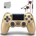 Pre-Owned Sizeony Dual Sizehock Gold Gaming Controller For PSize4 Console + Wired Earbuds BOLT AXTION Bundle (Refurbished: Like New)