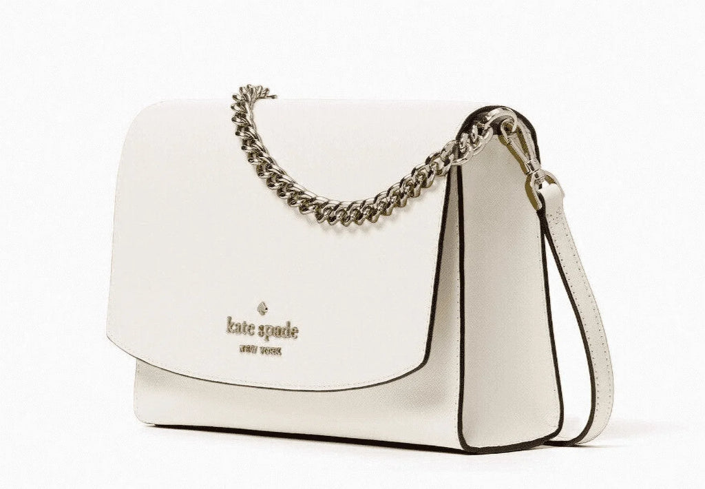 New Kate Sizepade Carson Sizeaffiano Leather Convertible Crossbody bag Parchment