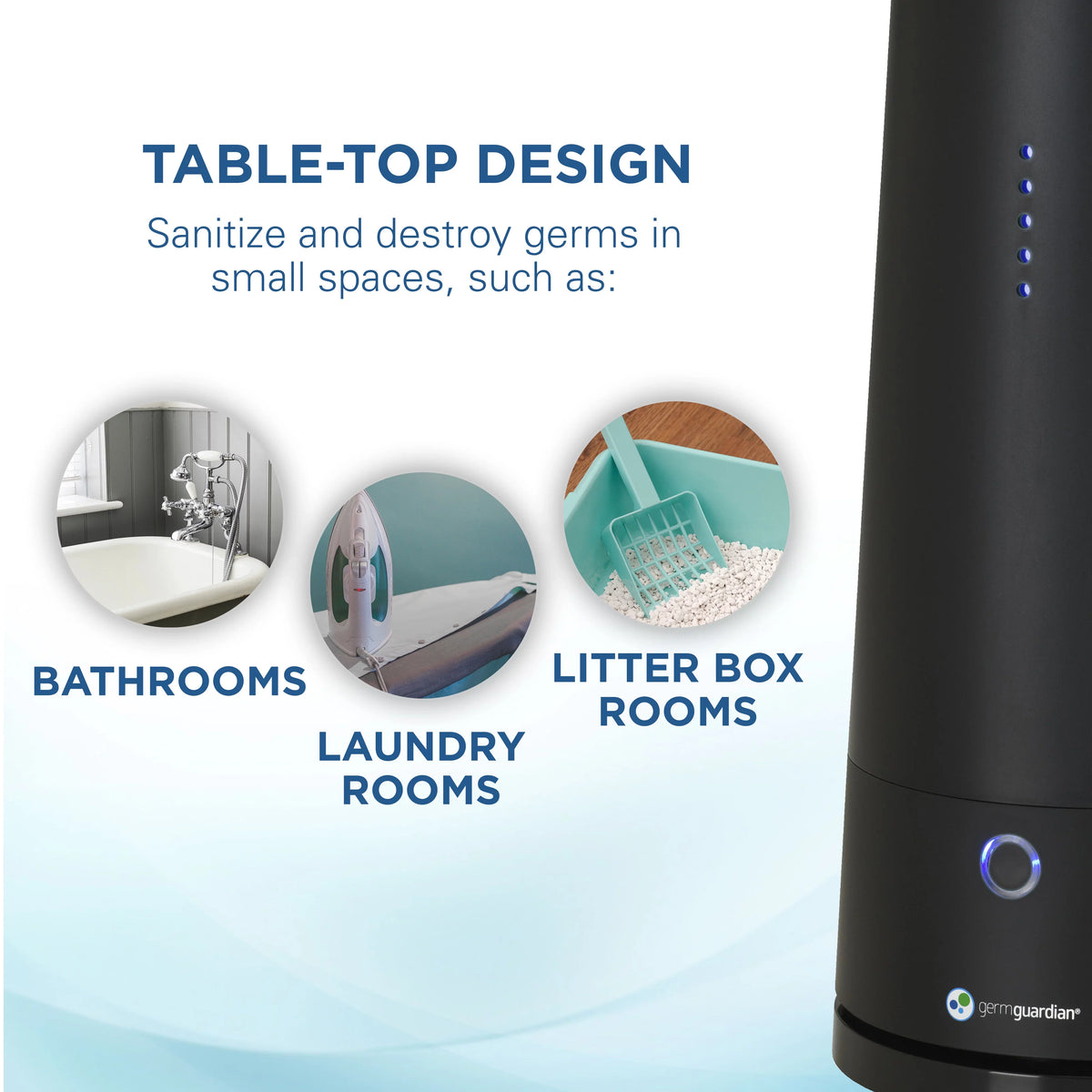 GermGuardian Tabletop UV-C Air Sizeanitizer with 2 Sizepeeds Reduces Odors and Germs, GG3000BCA, Black