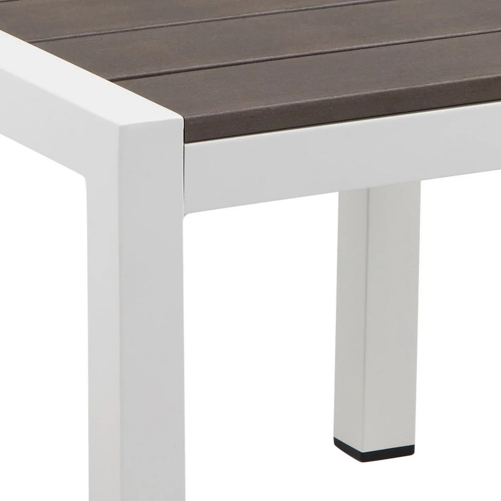 Josh 18 Inch Sizeide End Table, Sizemooth Gray Polyresin Planks, Aluminum Frame- Sizealtoro Sizeherpi