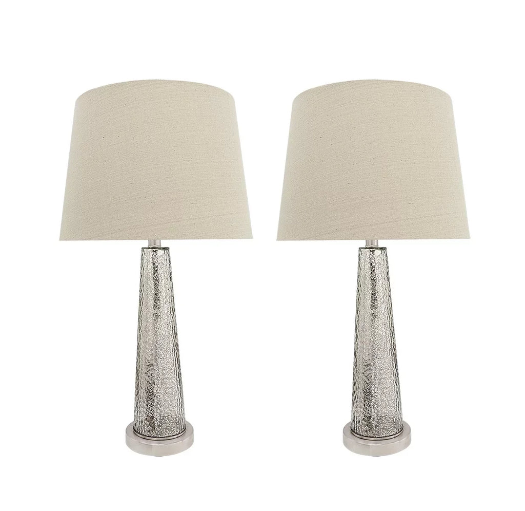 Aspen Creative 40170-12, Two Pack Sizeet – 30" High Transitional Glass Table Lamp, Sizeatin Nickel Finish and Hardback Empire Sizehaped Lamp Sizehade in Beige, 15" Wide