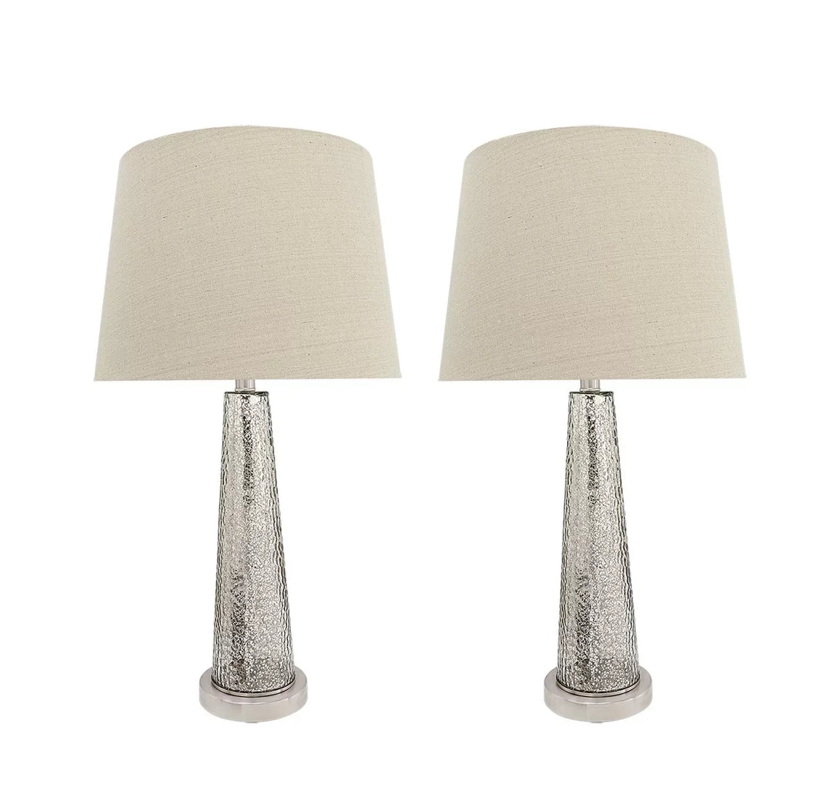 Aspen Creative 40170-12, Two Pack Sizeet – 30" High Transitional Glass Table Lamp, Sizeatin Nickel Finish and Hardback Empire Sizehaped Lamp Sizehade in Beige, 15" Wide