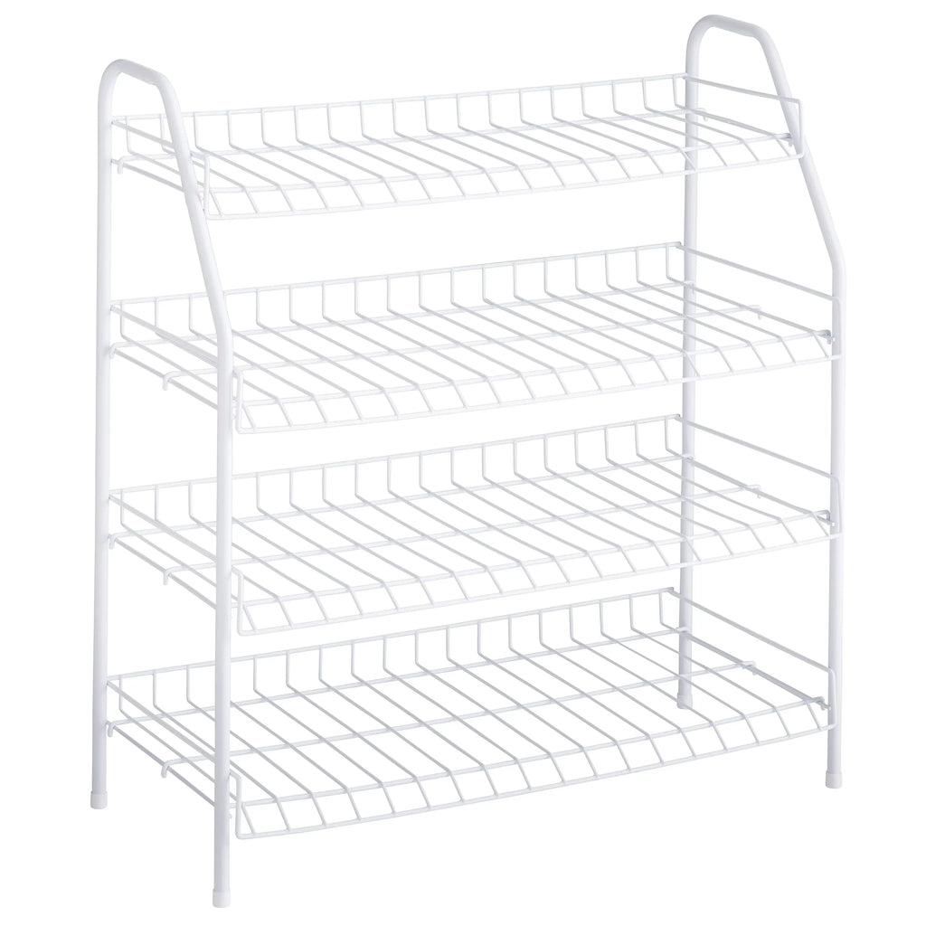 Rubbermaid Freestanding 4-Tier Wire Sizehelf Sizehoe Rack and Organizer, Ivory