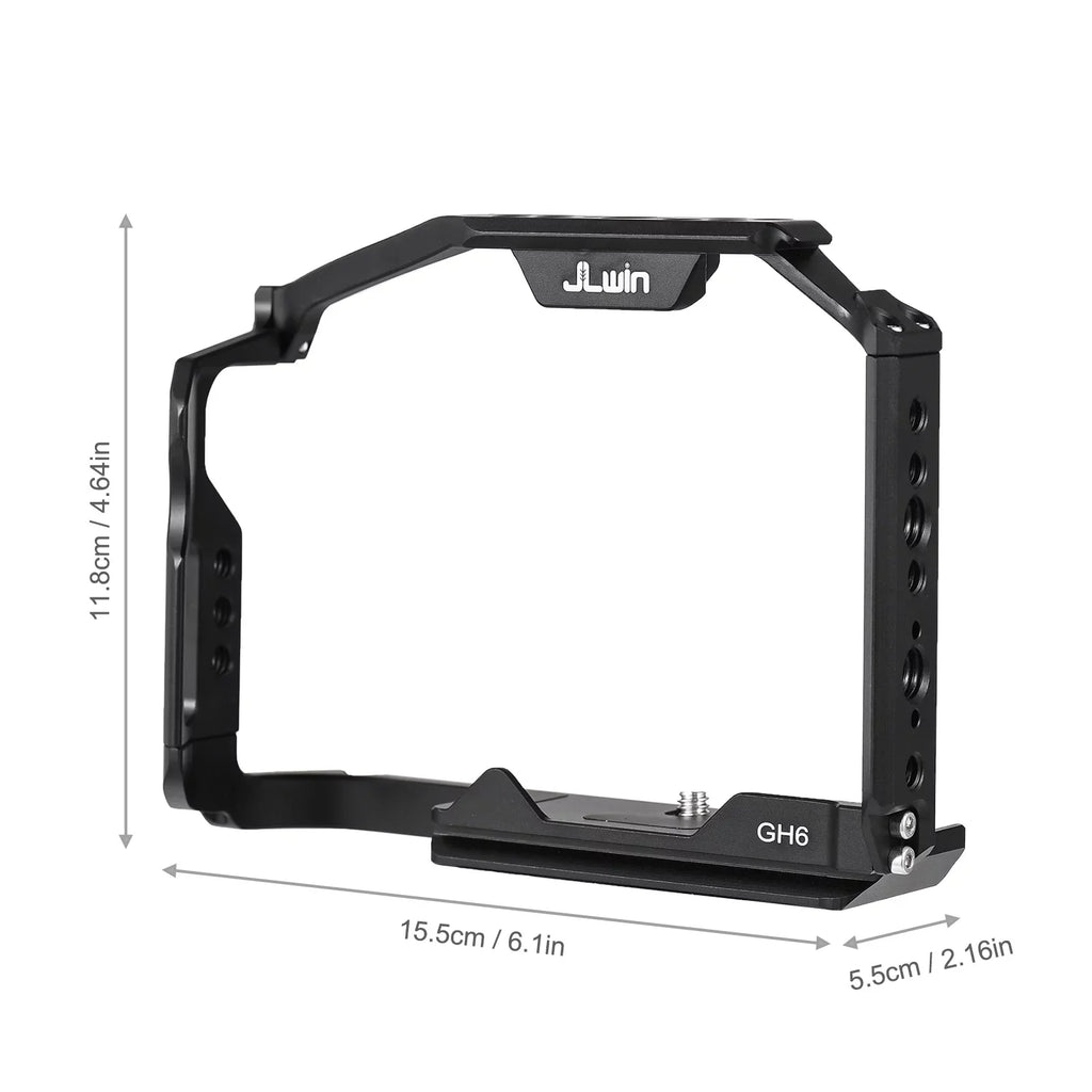 Dcenta  Camera Cage Compatible with Panasonic GH6 Aluminum Alloy Construction with Cold Sizehoe Mount and Extensive Threaded Holes