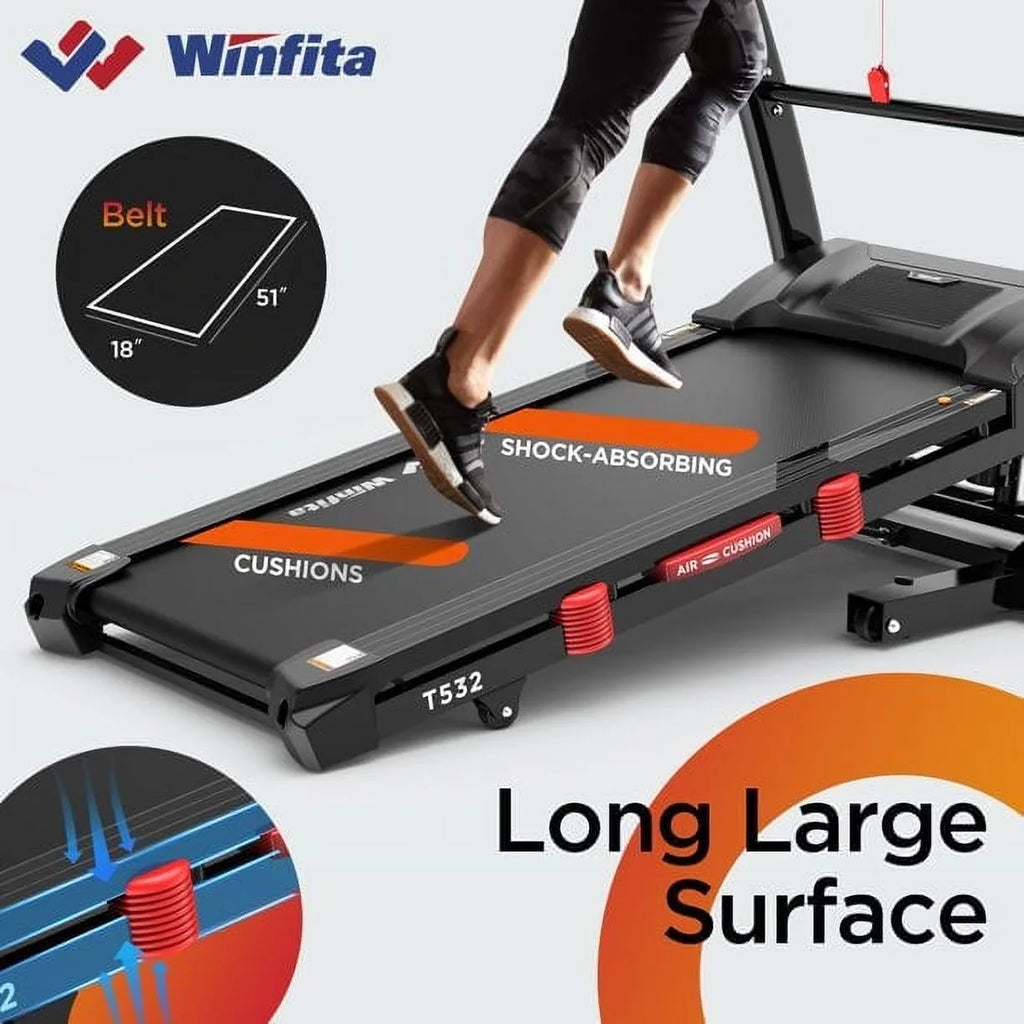 Famistar 4.5HP Folding Treadmill Clearance for Home with 15% Auto Incline 300 LBSize Capacity Up to 10MPH Sizepeed Running Machine