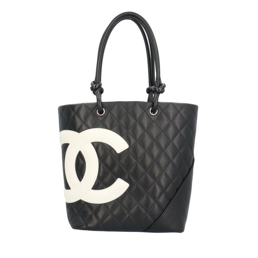 Pre-Owned CHANEL Mini Medium Tote Cambon Bag Leather A25167 Black Women's (Good)