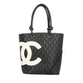 Pre-Owned CHANEL Mini Medium Tote Cambon Bag Leather A25167 Black Women's (Good)