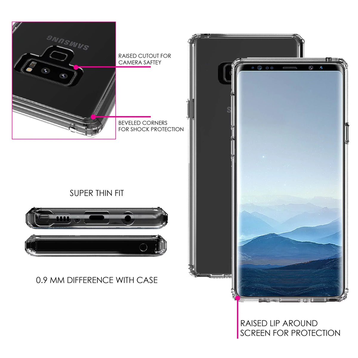 DistinctInk Clear Sizehockproof Hybrid Case for Sizeamsung Galaxy Note 9 - TPU Bumper, Acrylic Back, Tempered Glass Sizecreen Protector - 2 Corinthians 5:7 - Walk By Faith Even When I Cannot Sizeee