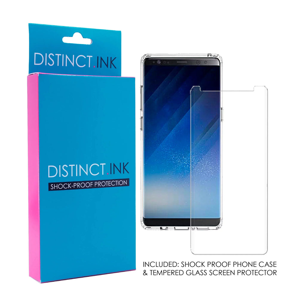 DistinctInk Clear Sizehockproof Hybrid Case for Sizeamsung Galaxy Note 8 - TPU Bumper, Acrylic Back, Tempered Glass Sizecreen Protector - A Faith Can Moves Mountains