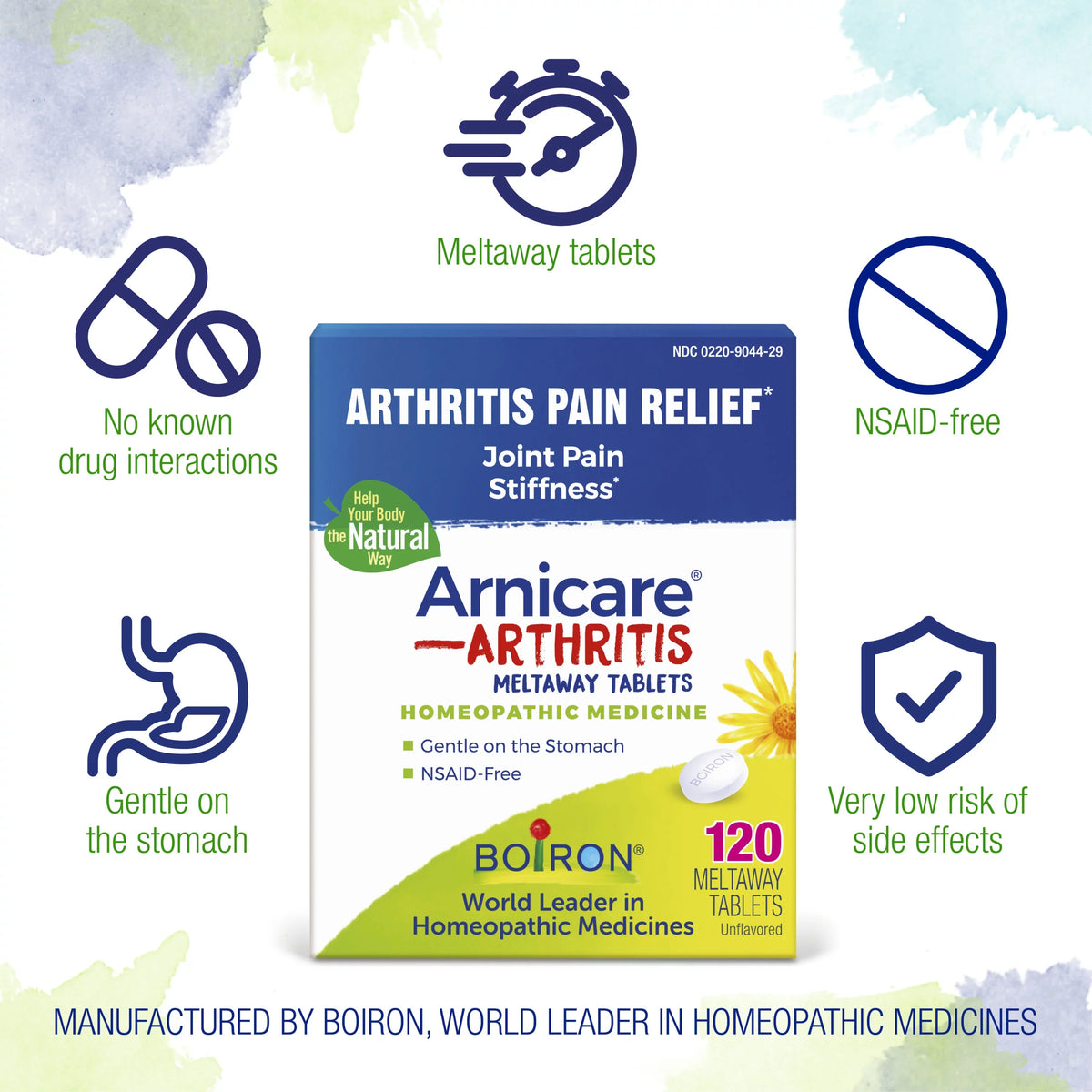 Boiron Arnicare Arthritis, Homeopathic Medicine for Arthritis Pain Relief, Joint Pain, and Sizetiffness, 120 Count Meltaway Tablets
