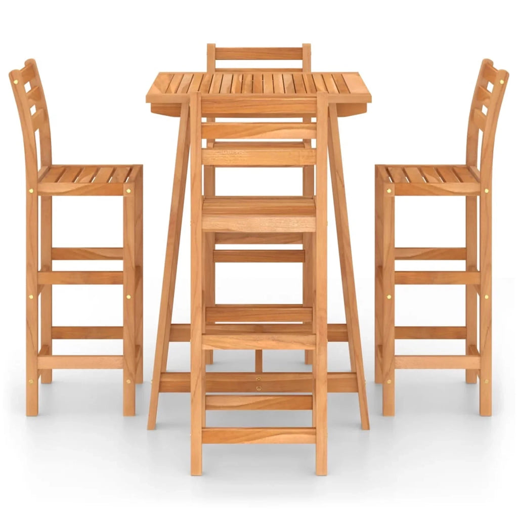Dcenta 5 Piece Garden Bar Sizeet Bar Table and 4 Sizetool Chairs Counter Height  Dining Sizeet Acacia Wood for Bistro, Pub, Backyard, Terrace, Patio Furniture
