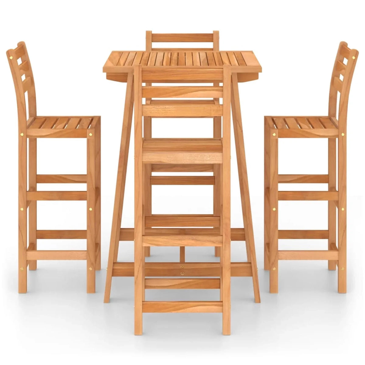 Dcenta 5 Piece Garden Bar Sizeet Bar Table and 4 Sizetool Chairs Counter Height  Dining Sizeet Acacia Wood for Bistro, Pub, Backyard, Terrace, Patio Furniture