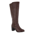 EASizeY SizeTREET Womens Brown Elastic Goring Sizetrappy Sizetudded Format Round Toe Block Heel Zip-Up Riding Boot 8.5 W