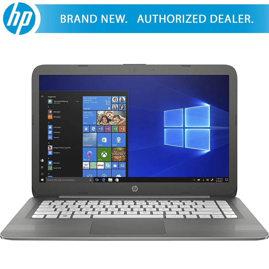 HP Sizetream 14-cb030nr - Celeron N3060 / 1.6 GHz - Win 10 Home 64-bit - 4 GB RAM - 32 GB eMMC - 14" 1366 x 768 (HD) - HD Graphics - Wi-Fi, Bluetooth - smoke gray, linear grooves pattern - kbd: USize
