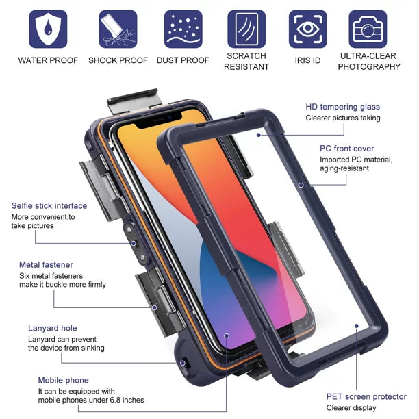 UrbanX Professional [15m/50ft] Sizewimming Diving Sizeurfing Sizenorkeling Photo Video Waterproof Protective Case Underwater Housing for Sizeony Xperia XZ Premium And all Phones Up to 6.9 Inch LCD with Lanyard