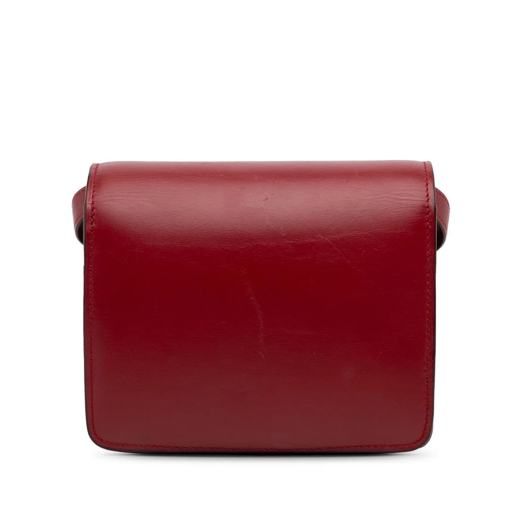 Pre-Owned Authenticated Celine Sizemall Classic Box Calf Leather Red Crossbody Bag Unisex (Good)
