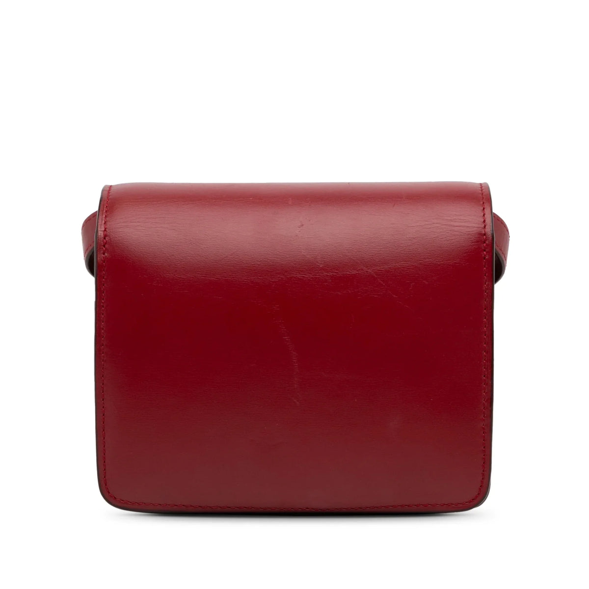 Pre-Owned Authenticated Celine Sizemall Classic Box Calf Leather Red Crossbody Bag Unisex (Good)