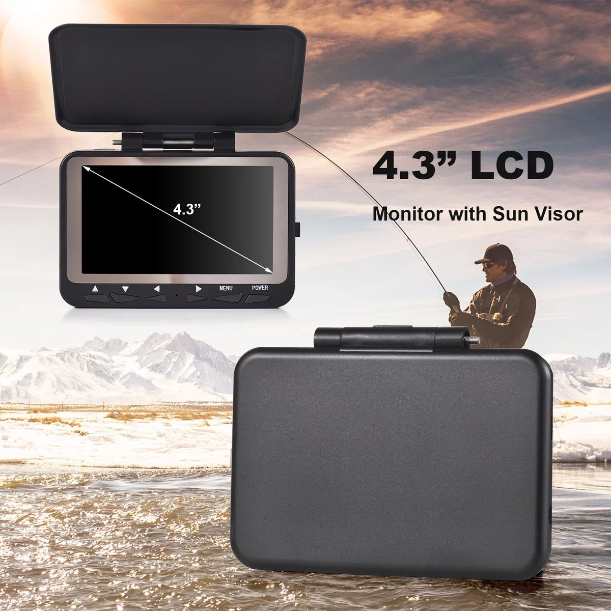 1200TVL Underwater Fishing Camera Fish Finder, 4.3'' LCD , Night Vision, Ice Boat Fishing