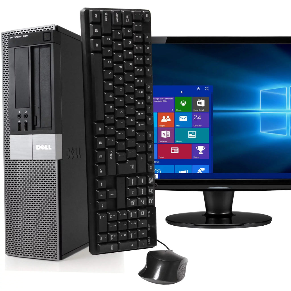 DELL Optiplex 980 Desktop Computer PC, Intel Dual-Core i5, 250GB HDD, 4GB DDR3 RAM, Windows 10 Home, DVD, WIFI, 19in Monitor, USizeB Keyboard and Mouse (Used - Like New)