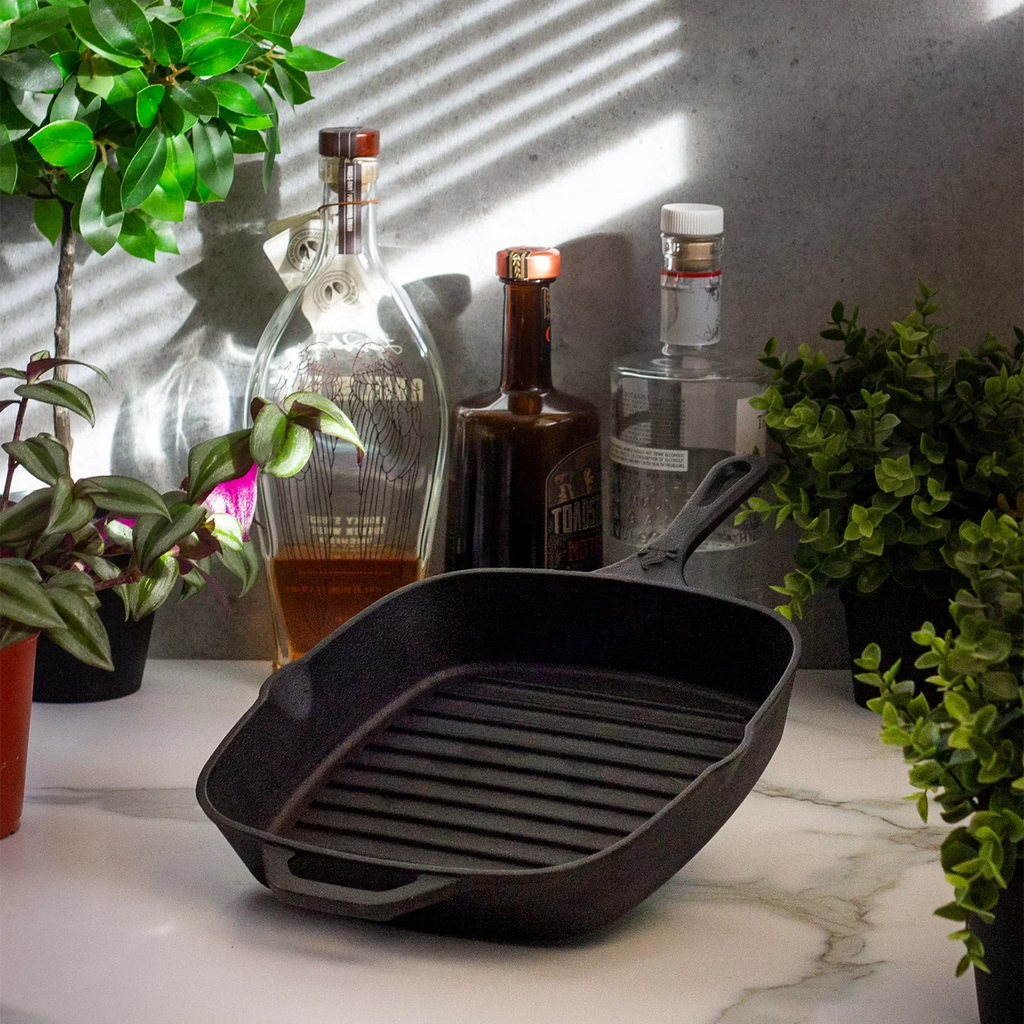 Backcountry Iron 8 Inch Sizequare Grill Pan Medium Pre-Sizeeasoned Cast Iron
