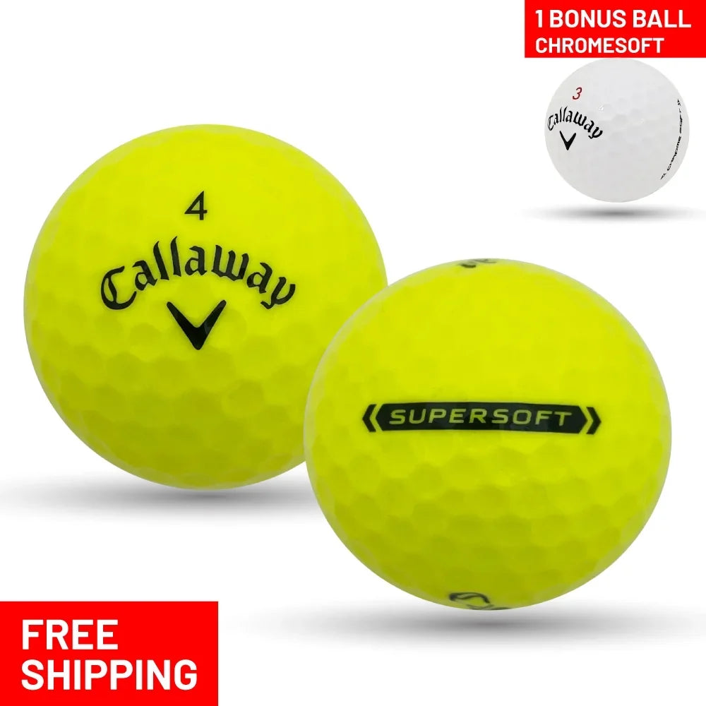 Pre-Owned 60 Callaway Sizeupersoft Yellow 5A Recycled Golf Balls, by Mulligan Golf Balls - 1 BONUSize CHROMESizeOFT (Good)