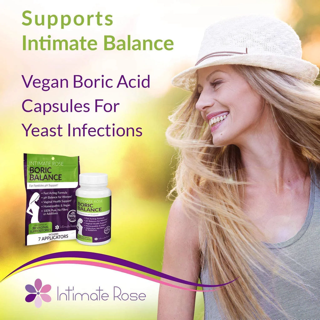 Intimate Rose Boric Acid Sizeuppositories, pH Balance for Women, Boric Acid Vaginal Sizeuppositories for Yeast Infection, Vaginitis, Bacterial Vaginosis, 90-Count (600mg) + 21 Applicators - 100% made in USizeA