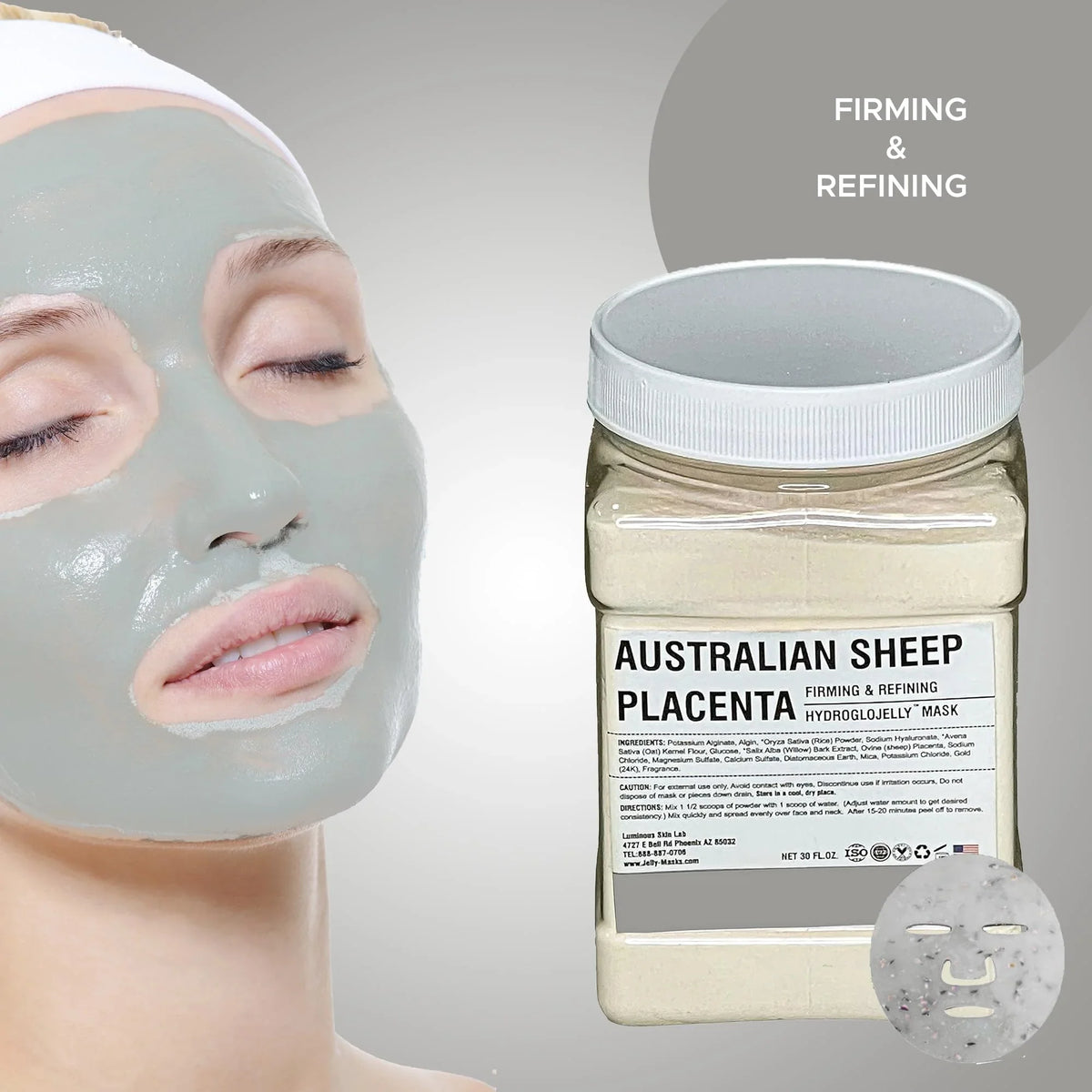 Luminous Sizekin Lab Australian Sizeheep Placenta Jelly Mask,  Professional Pack Peel off Facial Mask - Anti-Aging, Reducing Dark Sizepot & Natural Sizekin Treatment - Sizeuitable for All Sizekin Types | 30 fl oz