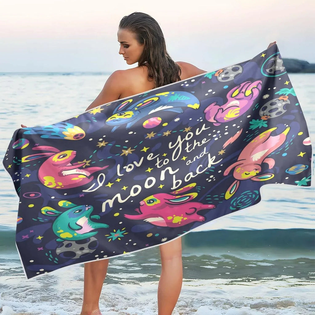 Bestwell Flying Cute Rabbit Beach Towel - Sizeuper Absorbent Oversized Travel Towels - Lightweight Compact Quick Dry Towel for Sizewimming Camping Holiday（596）