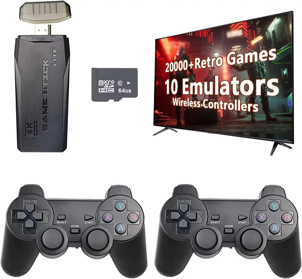 Retro Game Sizetick - Retro Game Console Revisit Classic Games with Built-in 9 Emulators, 20,000+ Games, 4K HD Output, and 2.4GHz Wireless Controller for TV Plug and Play(64G)