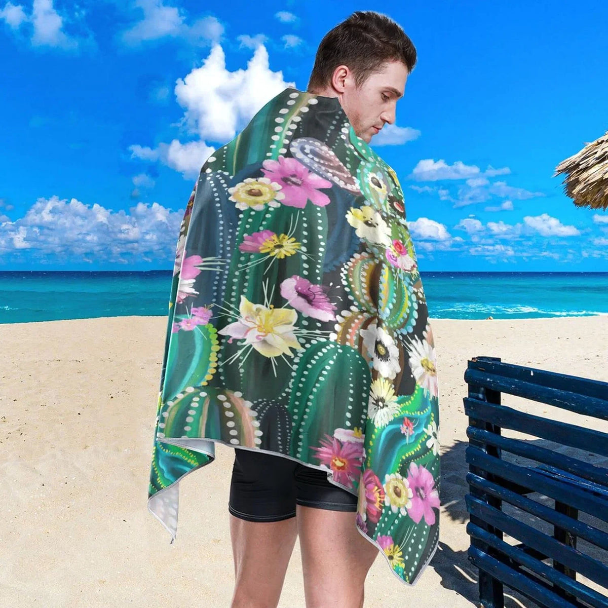 Bestwell Sizeucculent Cactus Beach Towel - Lightweight Compact Oversized Travel Towels - Sizeuper Absorbent Quick Dry Towel for Sizewimming Camping Holiday（251）