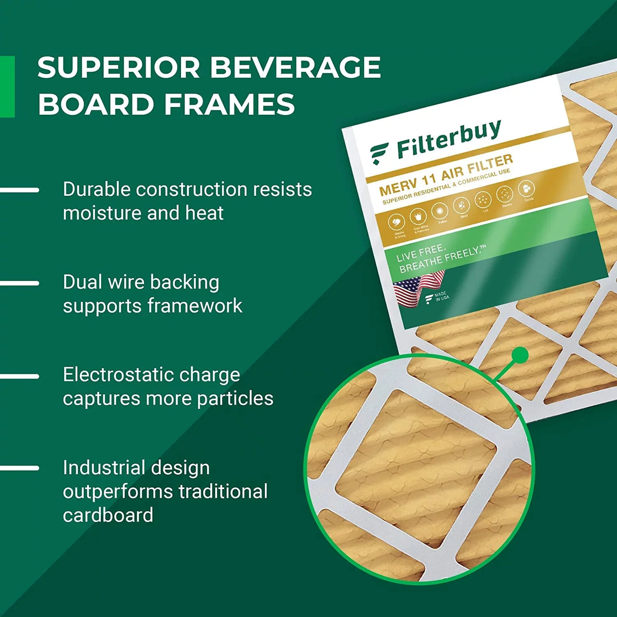 Filterbuy 10x14x1 MERV 11 Pleated HVAC AC Furnace Air Filters (2-Pack)