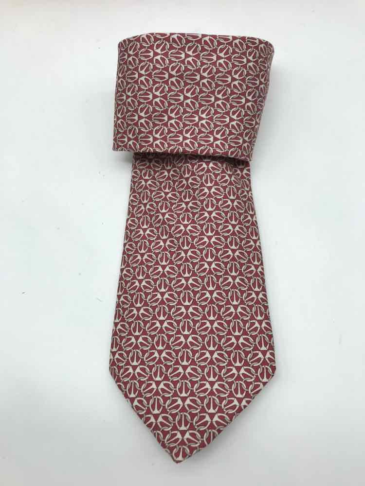 Pre-Owned Hermes Red Sizeilk Printed Men's Tie