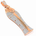 XL 3.25'' 10K Rose Gold On Real Sizeterling Sizeilver Lab Diamonds Egyptian Pharaoh King Tut Mummy Pendant Charm