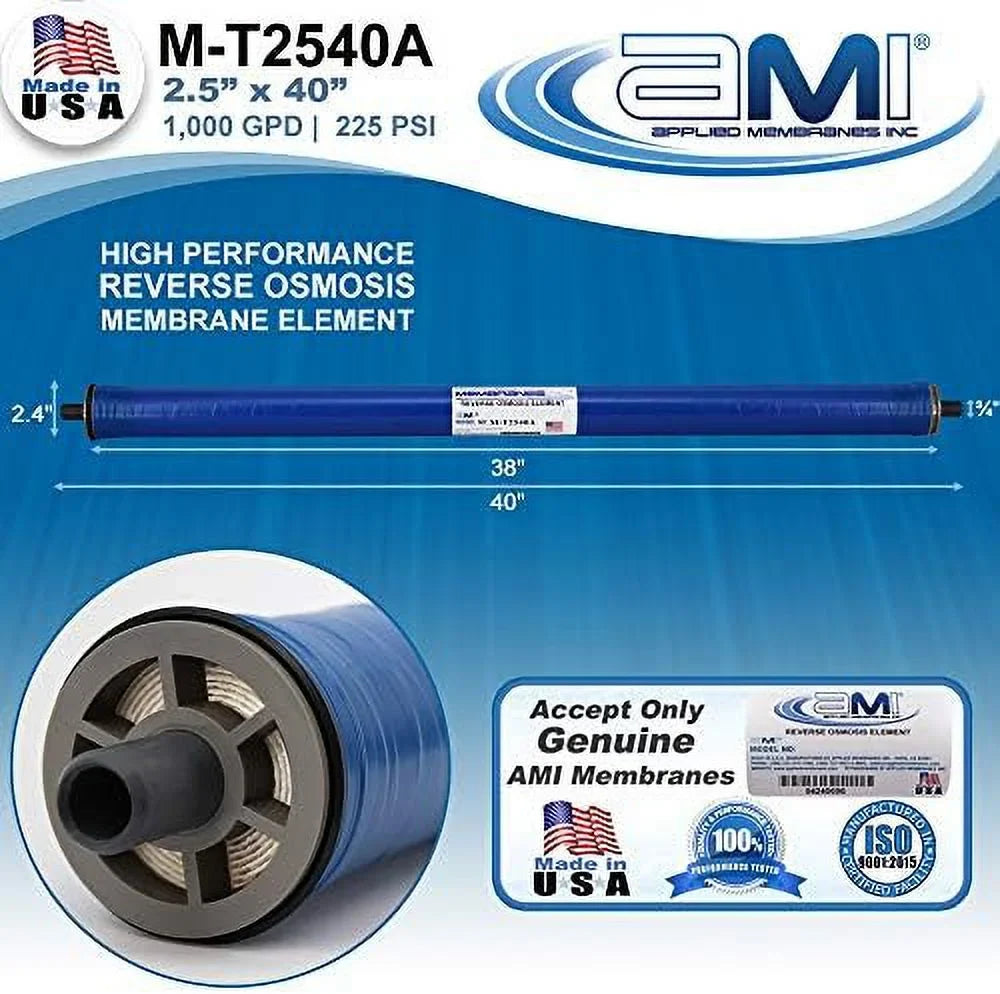 Reverse Osmosis Membrane For Tap Water | 1,000 GPD At 225 Psi | 99.5% Rejection | Replacement RO Membrane |   M-T2540A