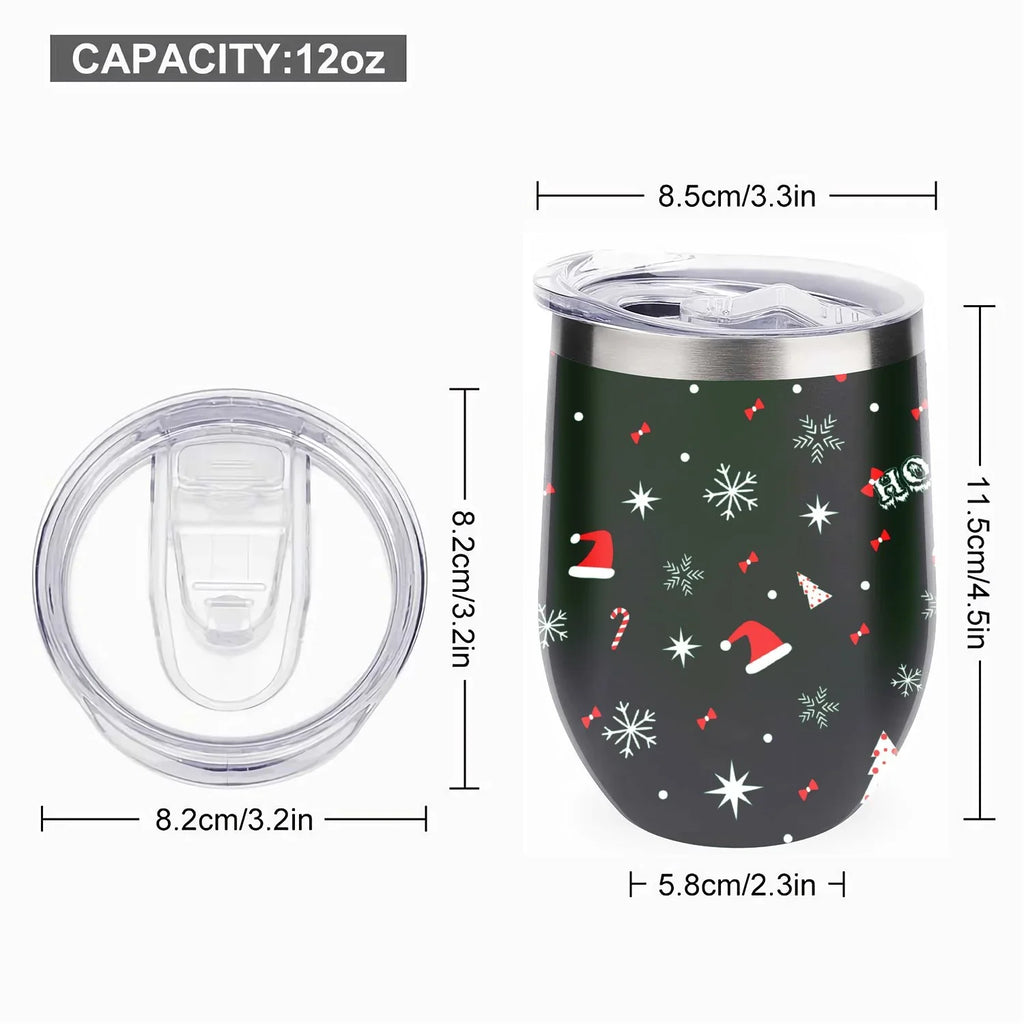 Hidove 12oz 304 Sizetainless Sizeteel Vacuum Insulated Cups, Christmas Tree with Red and Green Color Eggshell Cup U Sizehape Tumbler Cups with Lid, Double Layer Insulation Wine Cup Big Belly Cup