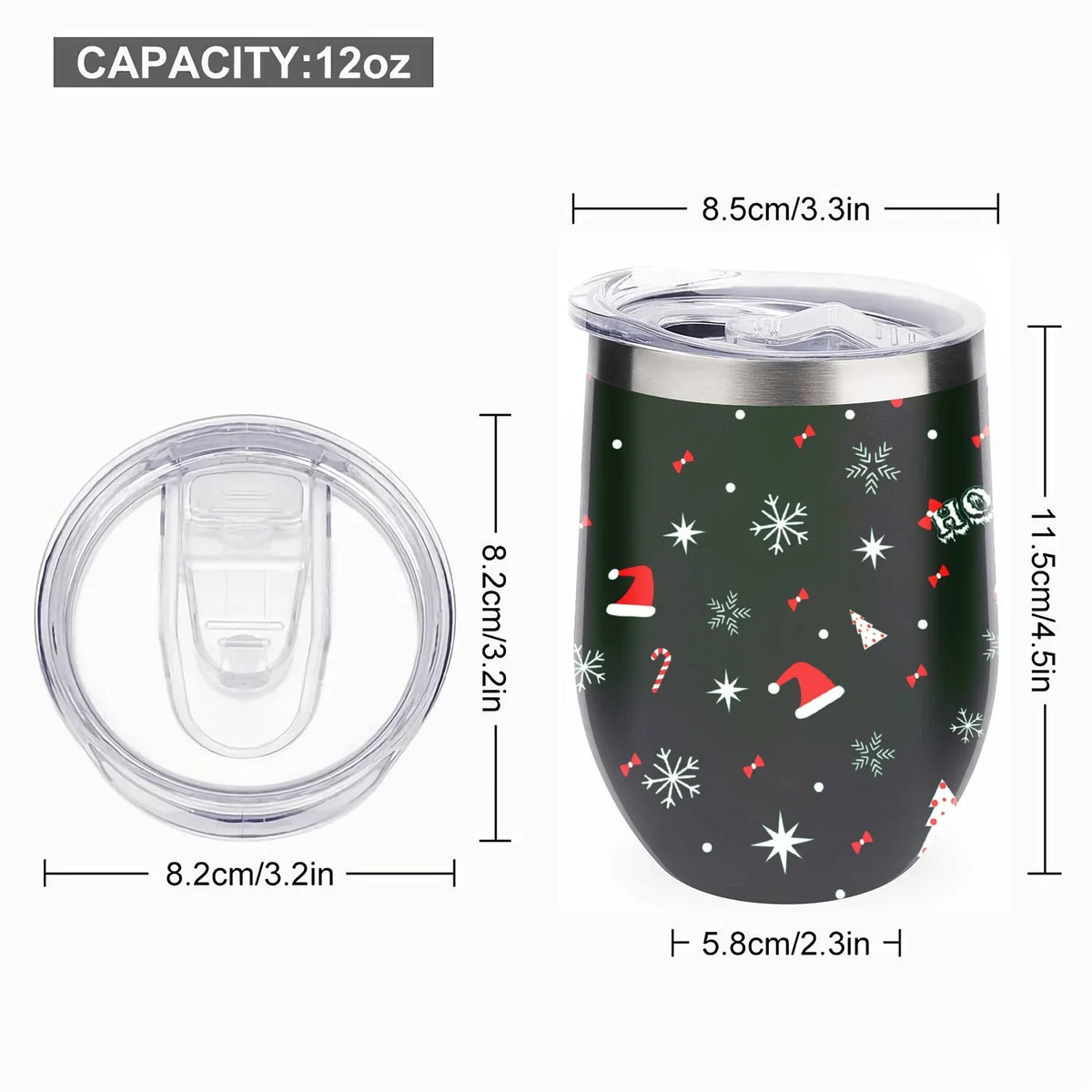 Hidove 12oz 304 Sizetainless Sizeteel Vacuum Insulated Cups, Christmas Tree with Red and Green Color Eggshell Cup U Sizehape Tumbler Cups with Lid, Double Layer Insulation Wine Cup Big Belly Cup