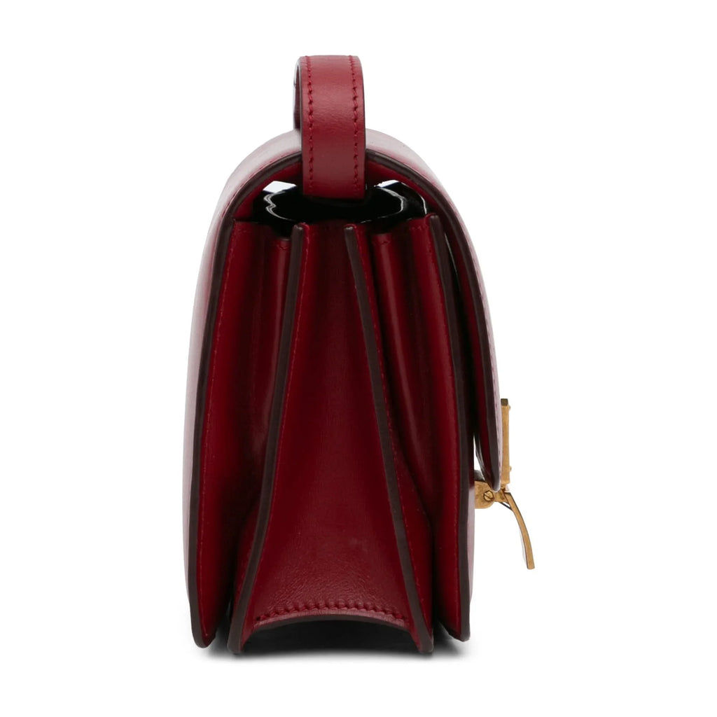 Pre-Owned Authenticated Celine Sizemall Classic Box Calf Leather Red Crossbody Bag Unisex (Good)