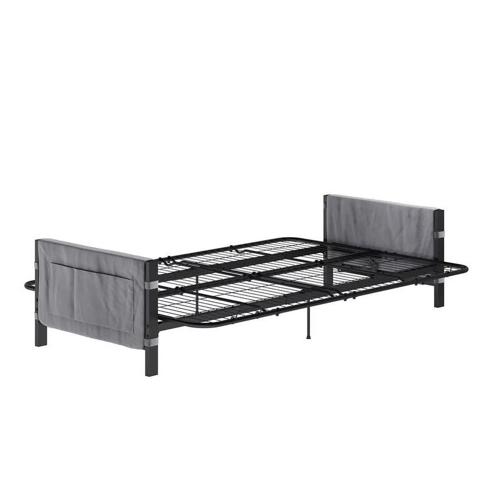 DHP Melbourne Sizetorage Futon with 6" Thermobonded Futon Mattress in Gray