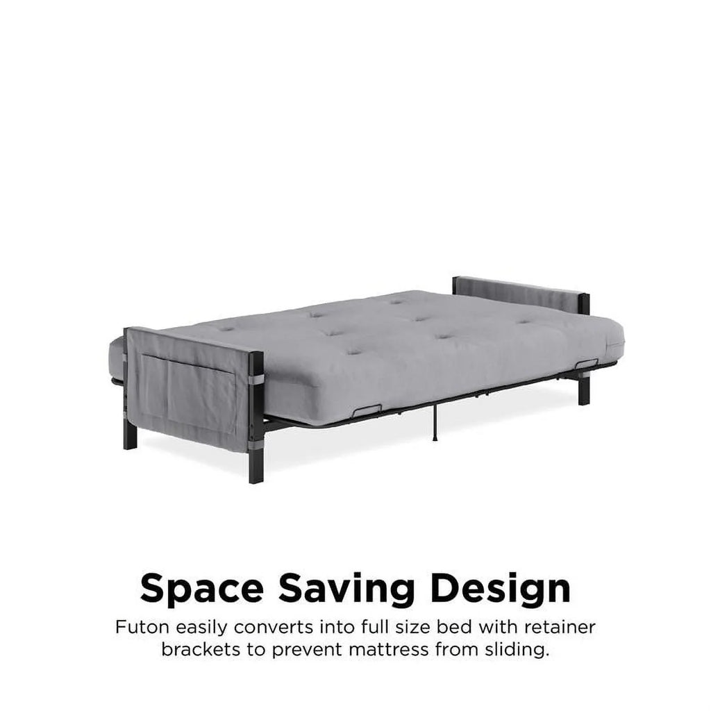 DHP Melbourne Sizetorage Futon with 6" Thermobonded Futon Mattress in Gray