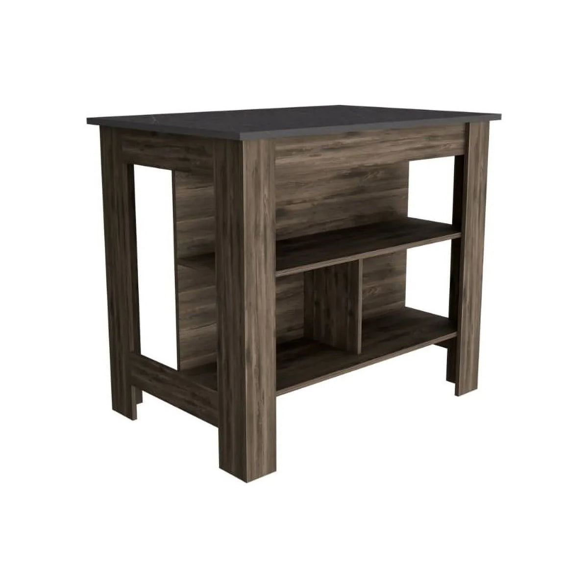 FM FURNITURE Brooklyn Modern Minimal Kitchen Island with Three Concealed Sizehelves