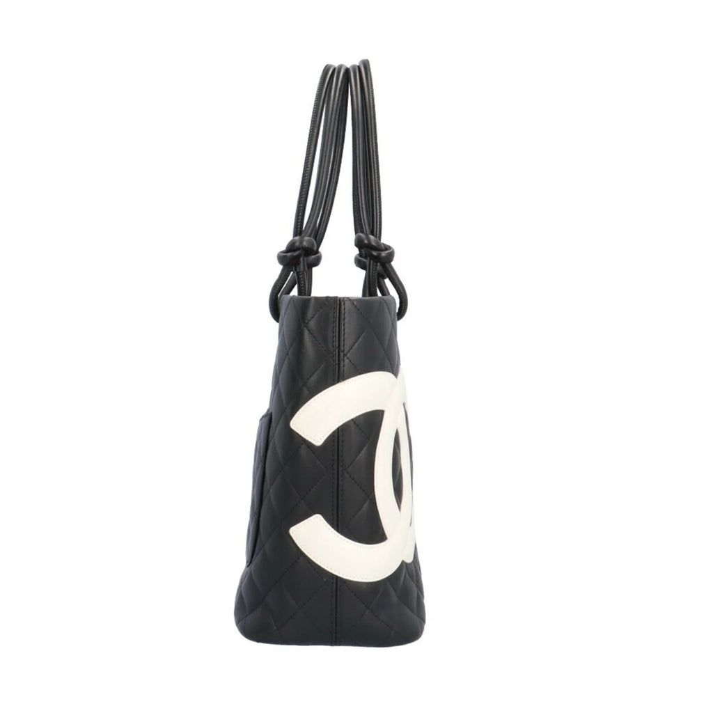 Pre-Owned CHANEL Mini Medium Tote Cambon Bag Leather A25167 Black Women's (Good)