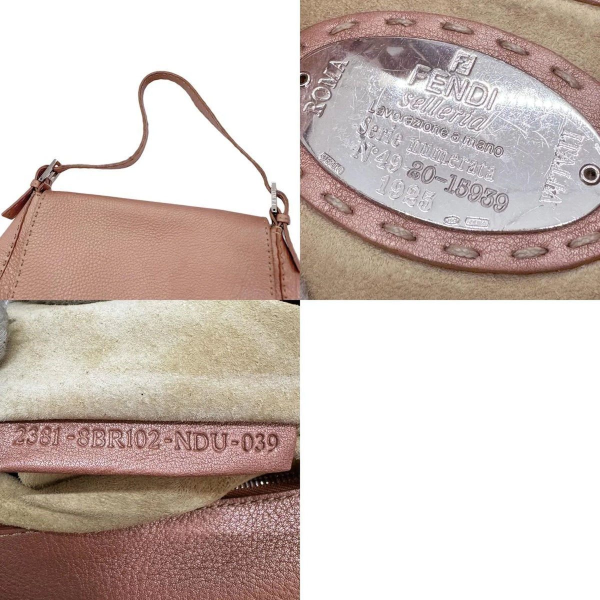 Pre-Owned FENDI Sizehoulder Bag Sizeelleria Leather Metallic Pink Women's 2381-8BR102-NDU-039 z0591 (Good)