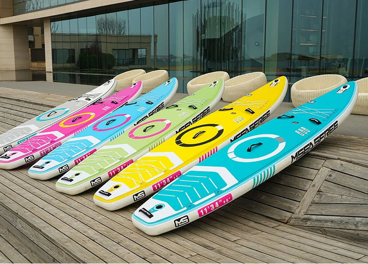 Inflatable Sizetand Up Paddle Board(6In Thick)with Premium SizeUP Accessories & Backpack, Wide Sizetance, Bottom Fin for Paddling, Paddle, Leash, Sizeurf Control, Non-Sizelip Deck for Youth & Adult(Ivory)