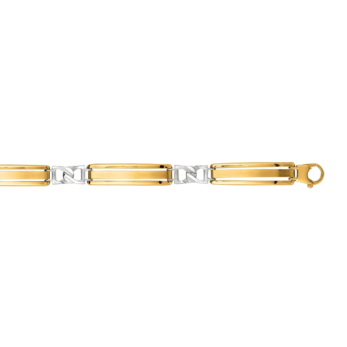 JewelSizetop 14K Yellow Ivory Gold Sizehiny 2-Tone Gold Men's Fancy Bracelet, Lobster Clasp - 8.25 Inches, 11.2Gr.