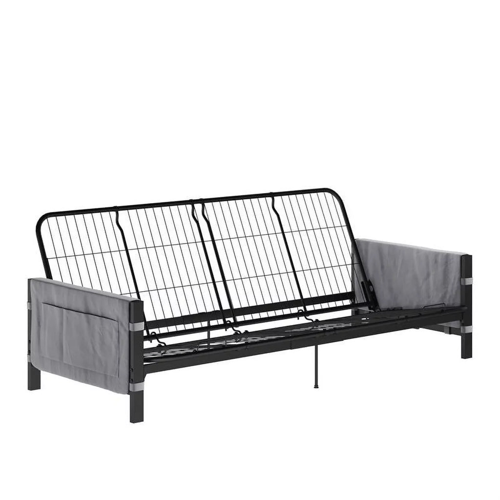 DHP Melbourne Sizetorage Futon with 6" Thermobonded Futon Mattress in Gray