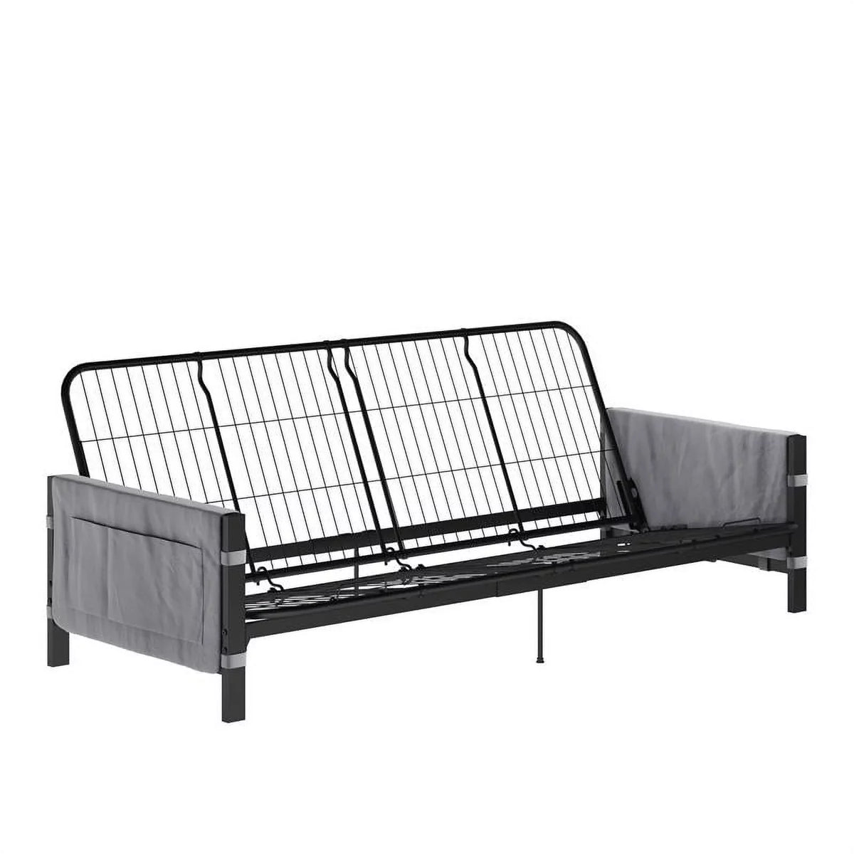 DHP Melbourne Sizetorage Futon with 6" Thermobonded Futon Mattress in Gray