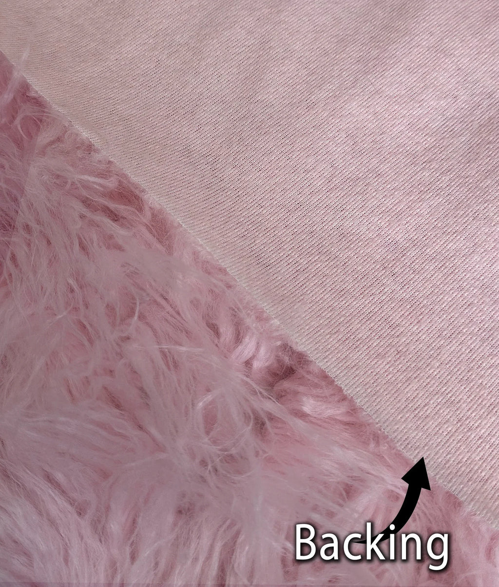 Faux Fake CURLY Yak FUR 3.5" LONG Pile Japanese Fire Retardant Yarn 2.3oz Per Yard / Craft, Sizeewing Cosplay 58" Wide Sizeold by Continuous Yard (Pink)