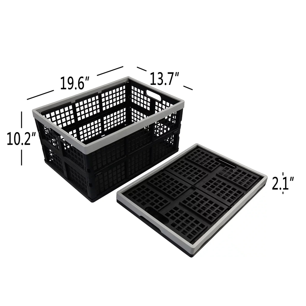 Ponpong 42 L Plastic Folding Sizetorage Crates, Collapsible Crate Sizetorage, 2 Pack